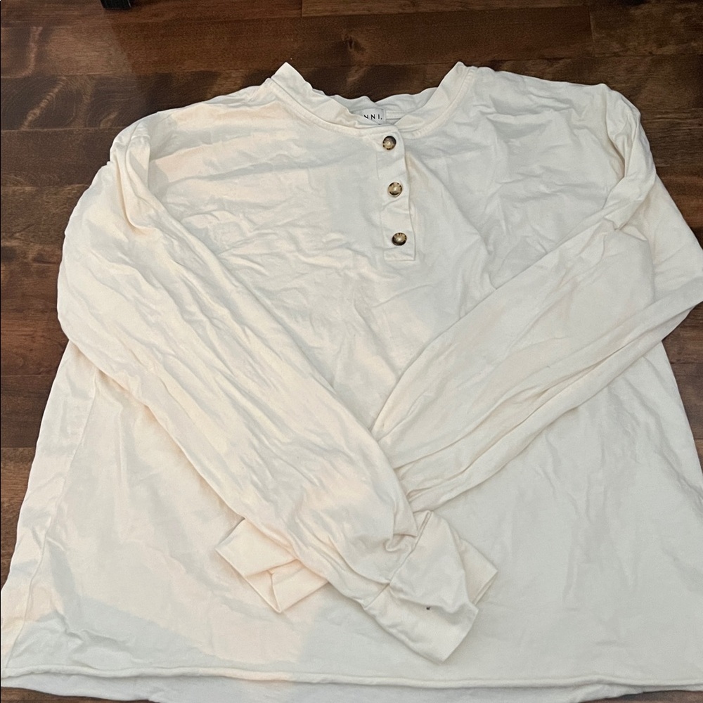 DONNI. Cream Henley Shirt